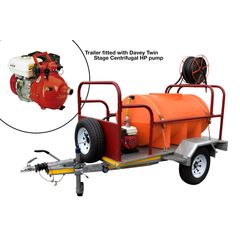 Davey Twin Stage Firefighting Trailer - 1000L Tank / Honda GX160